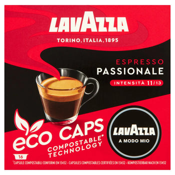 Lavazza A modo mio eco caps compostable Passionale Coffee Capsules 16 par pack