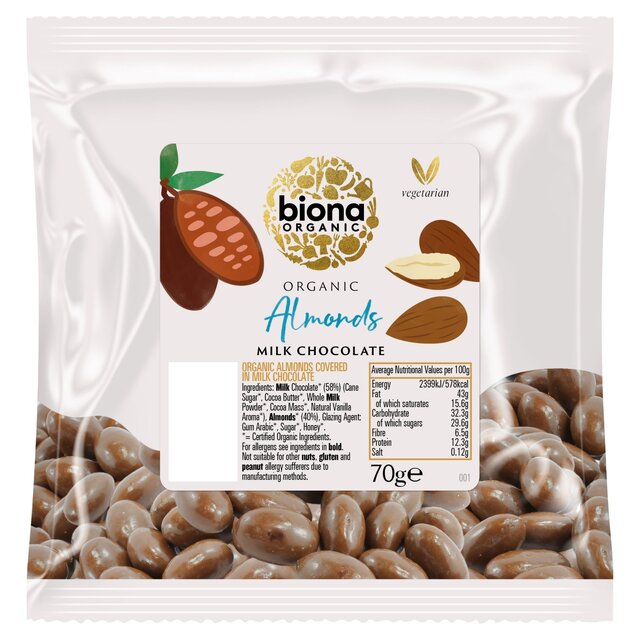 Almendras orgánicas Biona Chocolate con leche 70G 70G