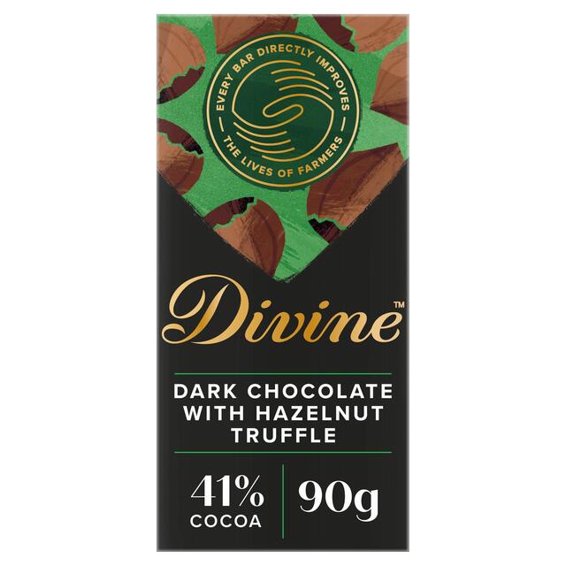 Chocolate negro divino con barra de avellana lisa 90G