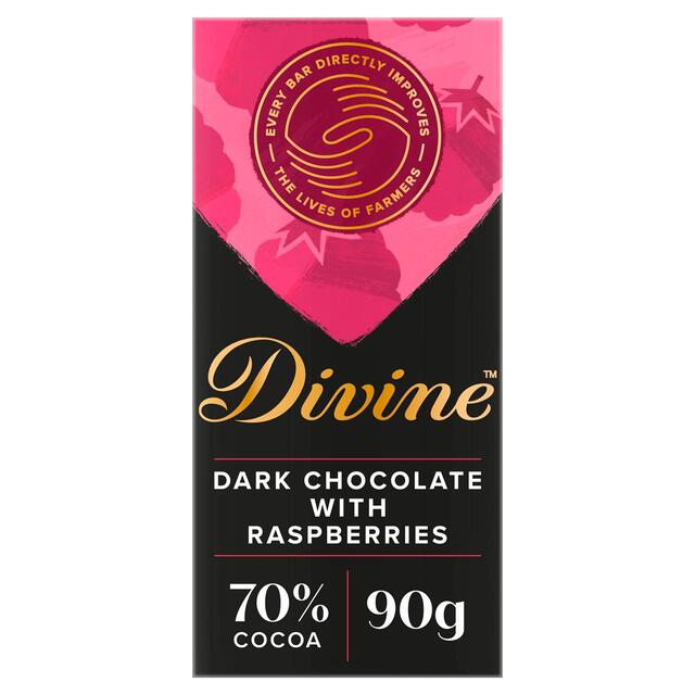 Divine 70% Dark Chocolate with Raspberry 90g