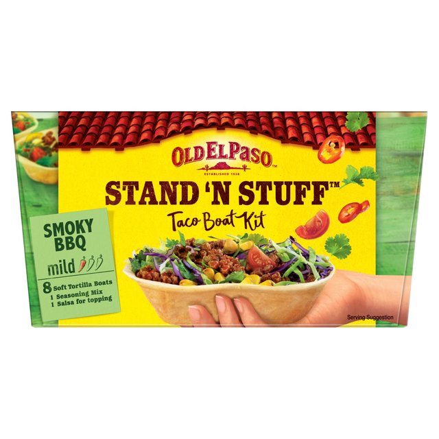 Old El Paso Stand 'N' Stuff Smoky BBQ Taco Kit con conchas blandas 350 g 
