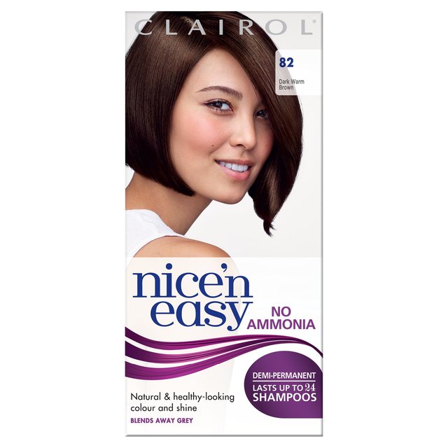 Clairol nice'n fácil semi-permanente para el cabello sin amoníaco 82 marrón oscuro y cálido