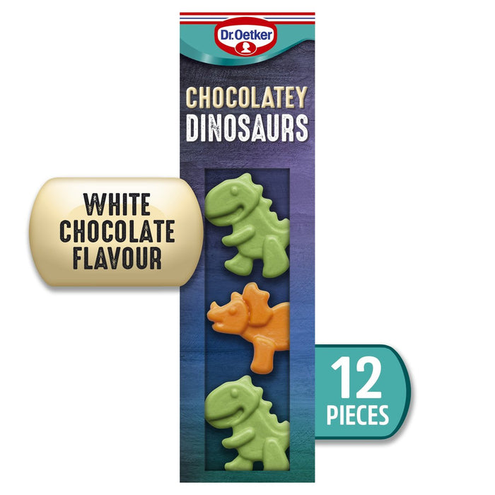 Dr. Oetker 12 Decoraciones de pasteles de dinosaurios de sabor a chocolate 20g