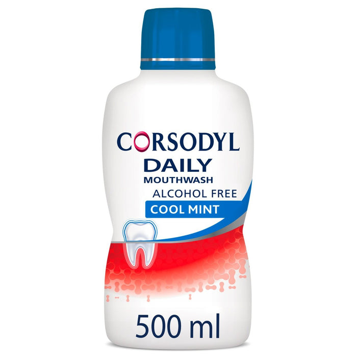 Corsodyl Daily Gum Care Mundwasser Alkohol kostenlos coole minze 500 ml