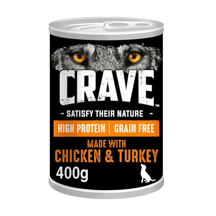 Crave Adult Wet Dog Food Dose mit Hühnchen und Truthahn in Laib 400g