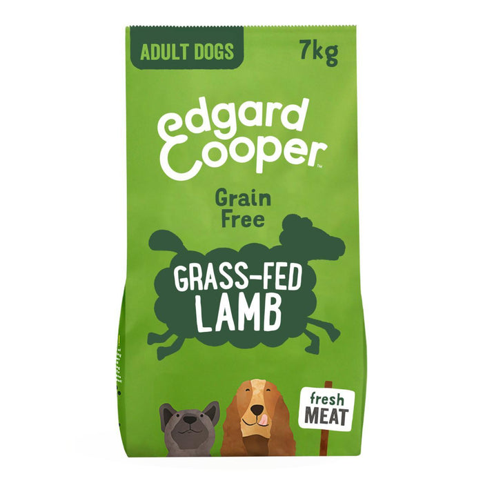 Edgard & Cooper Adult Grain Free Dry Dog Aliments avec de l'herbe fraîche Fed Lamb 7kg
