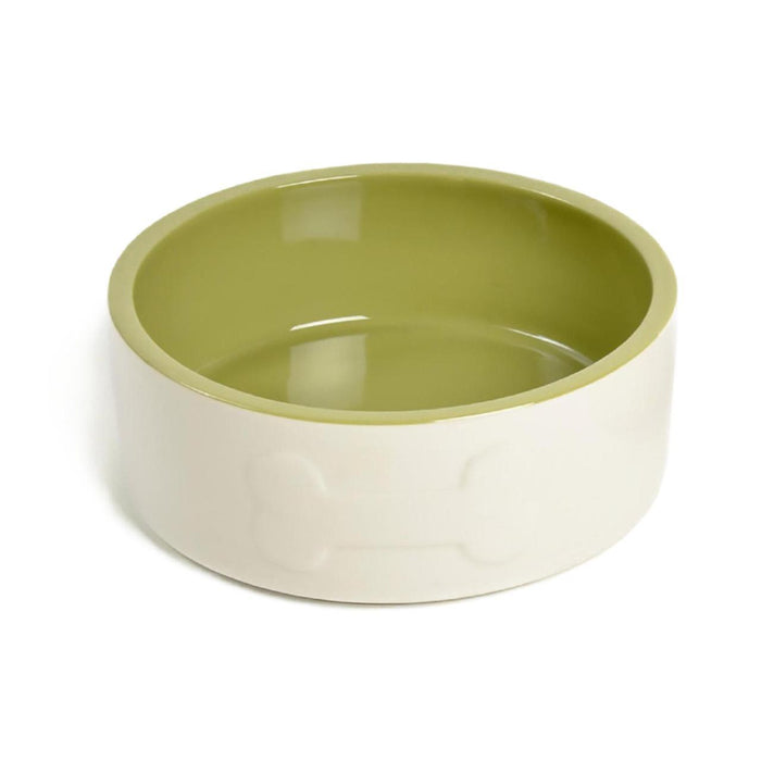 Petface Bone Muster Creme & Green Dog Bowl 20 cm