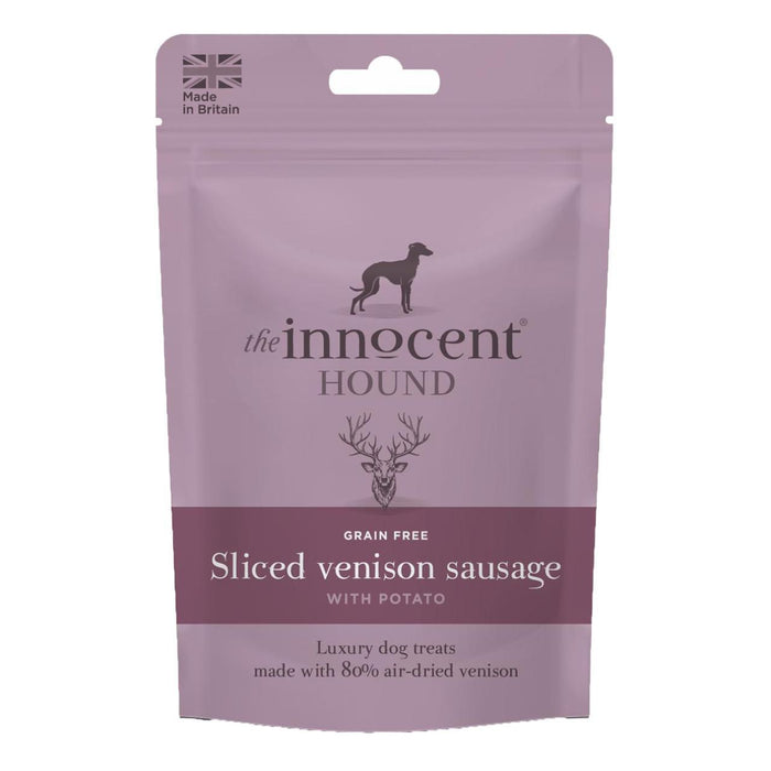 Le chien de chien innocent traite la saucisse de chevreuil en tranches 70g