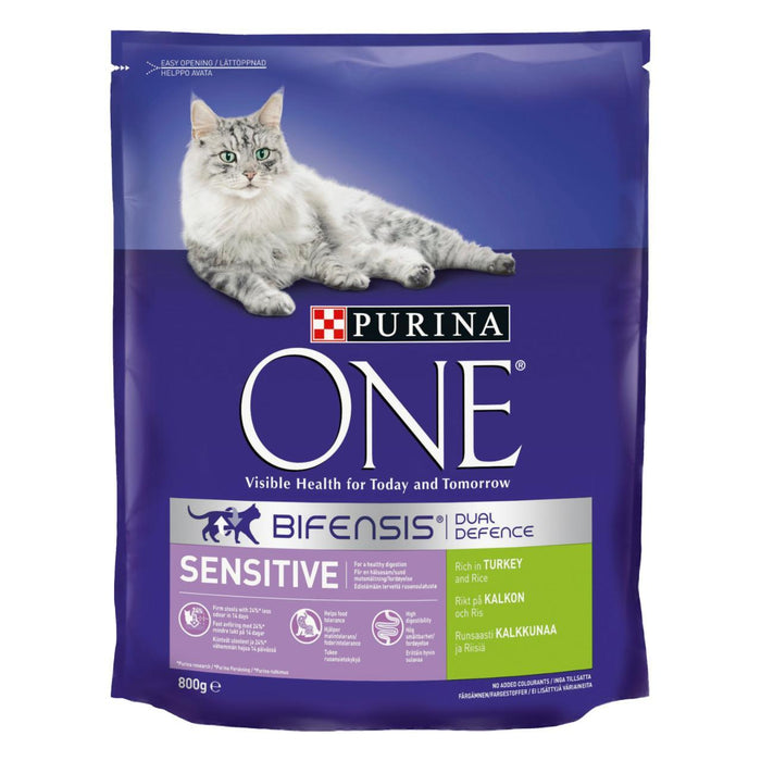 Purina One Sensitive Dry Cat Food Turquie et Rice 800g
