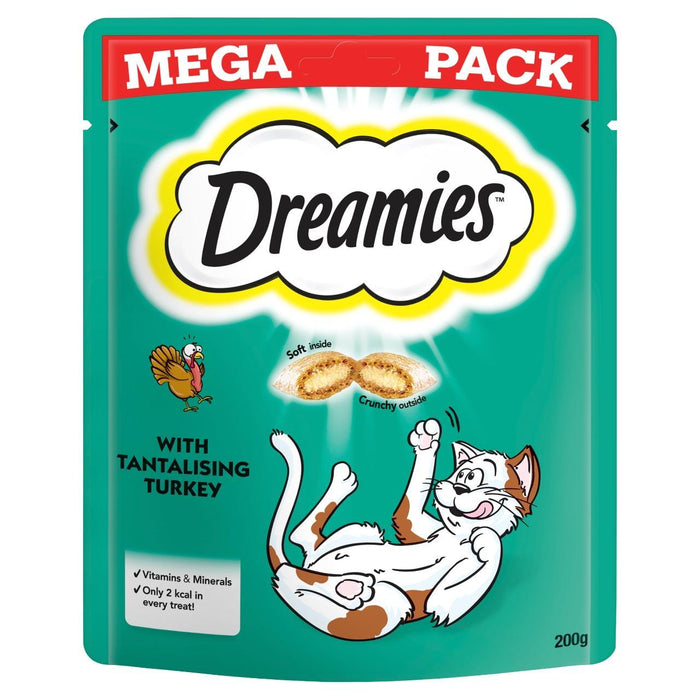 Dreamies Adult 1+ Cat Treats avec Turkey Mega Pack 200g
