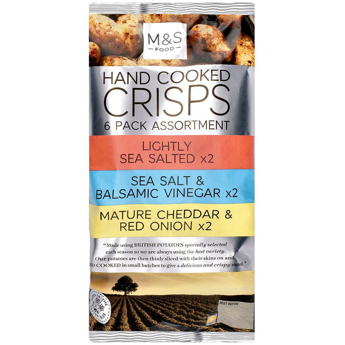 M&S Hand Cooked Crisps Assortment 6 x 30g