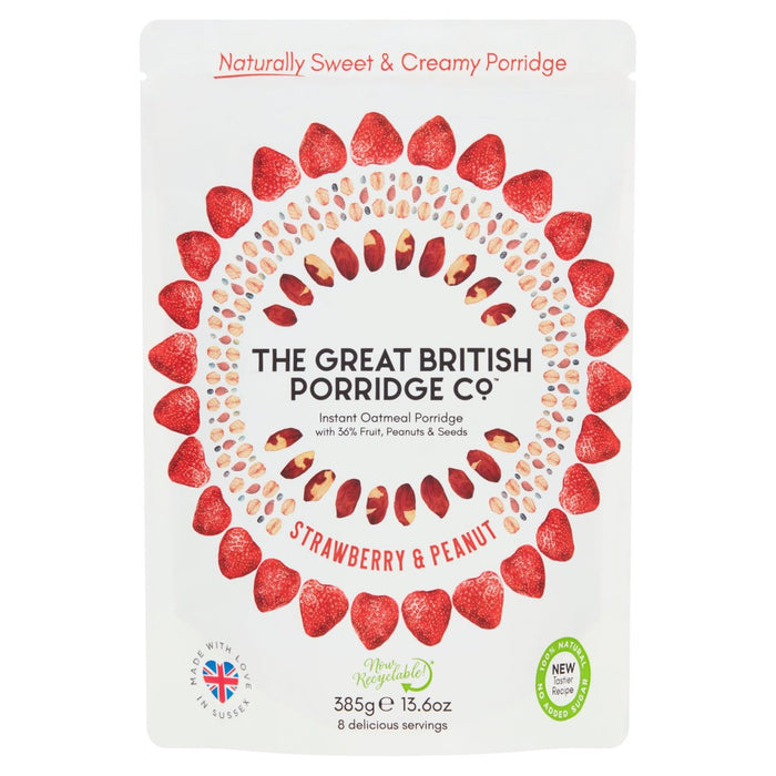 The Great British Porridge Co Strawberry & Peanut Instant Gales 385G